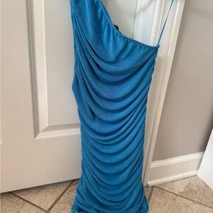Lioness One Shoulder Teal Dress